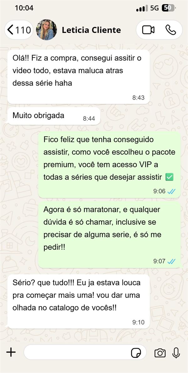 Depoimento de cliente que comprou o pacote premium